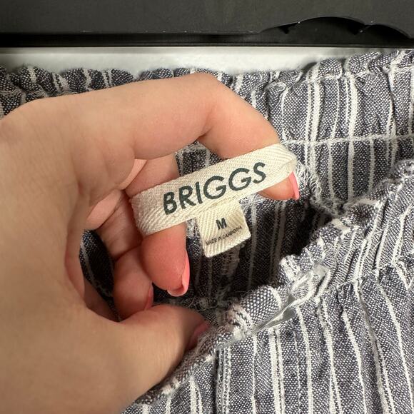 Briggs Women's Linen‎ Blend Pull-On Wide Leg Gray + White Striped Pants Size M - Picture 3 of 8